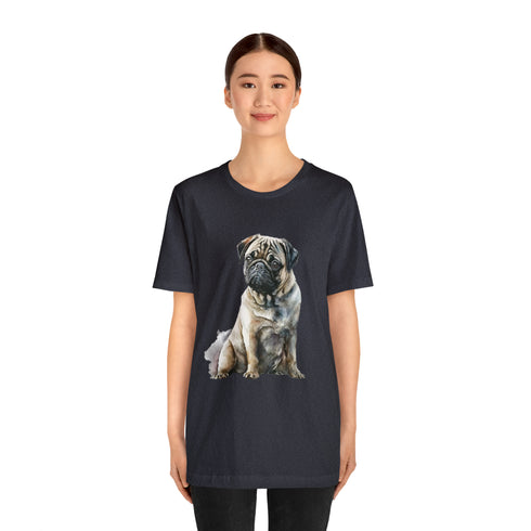 Loving Pug in Watercolor - Short Sleeve Tee